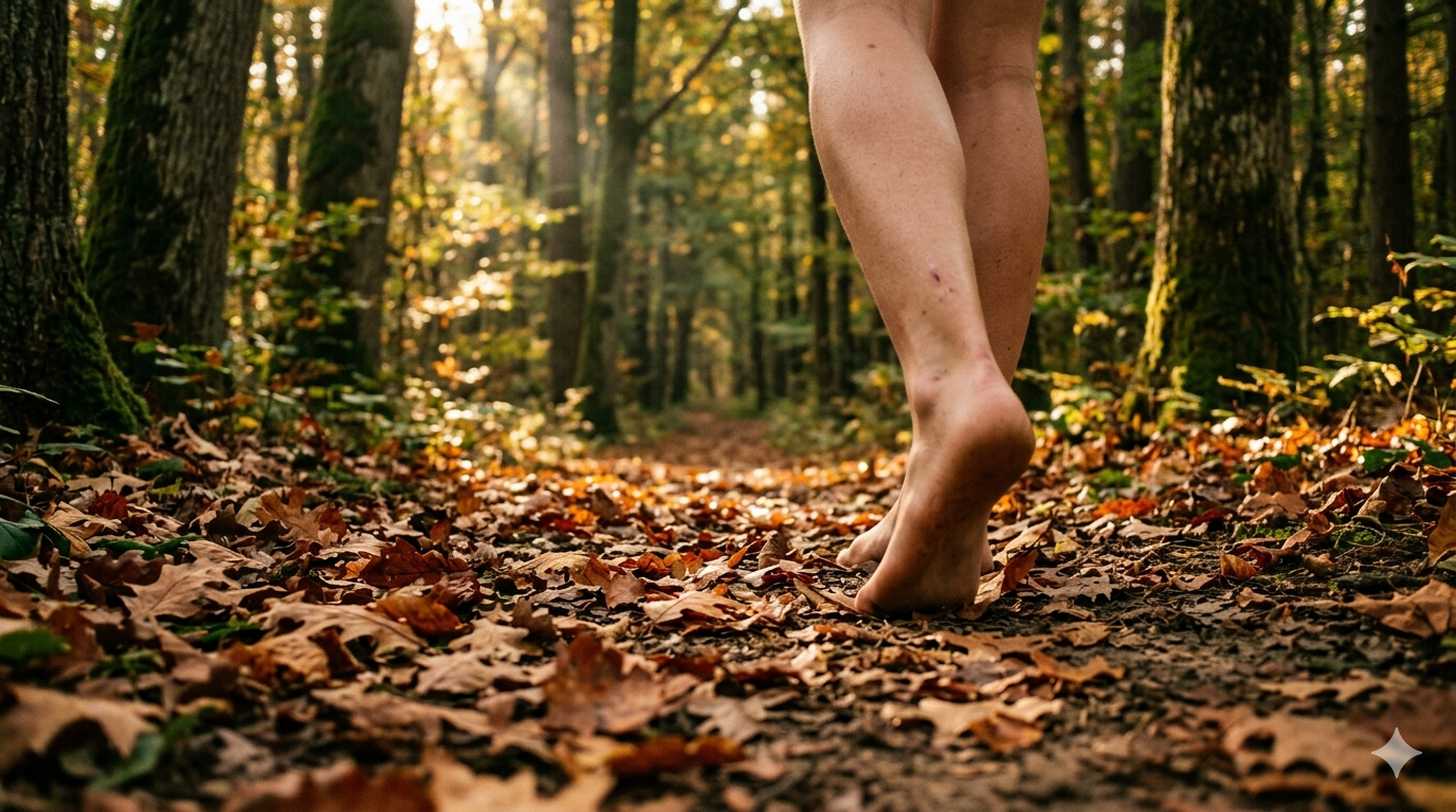 Walking in forest