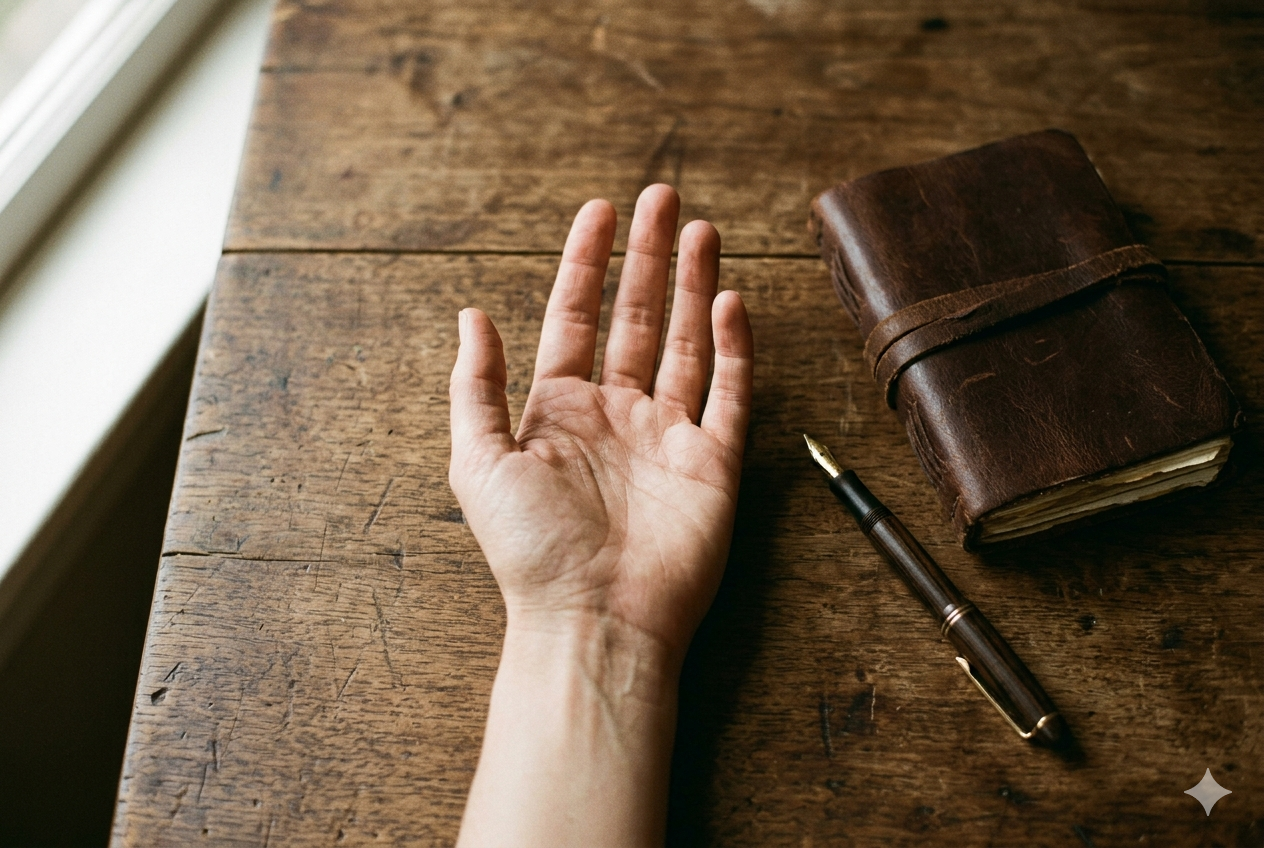 Hand and journal